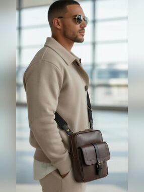 Louis Vuitton Iroquois Utah Brown Leather Messenger Bag Crossbody France ✨ Rare